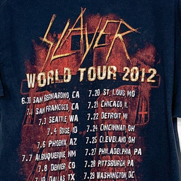 Slayer World Tour 2012 T Shirt Hanes Size L - Picture 8 of 12